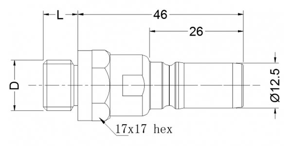 Conector macho reto